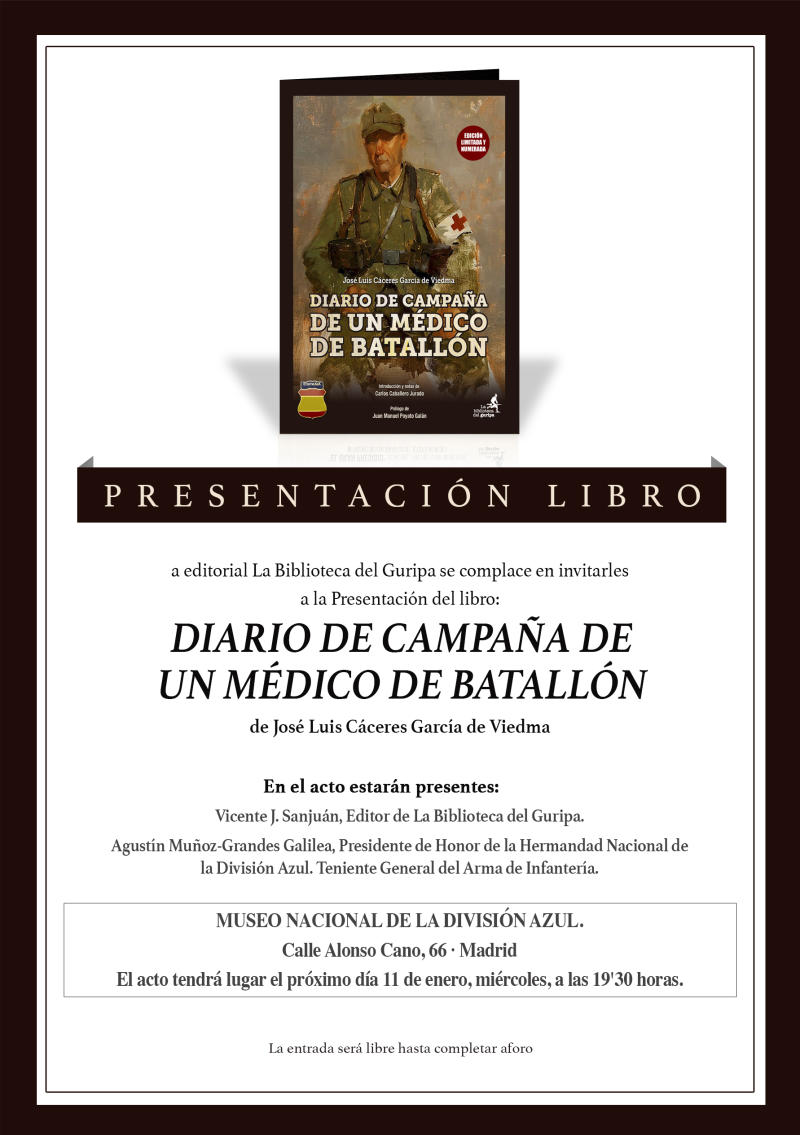 Presentación del libro "Diario de campaña de un médico de batallón" en Madrid